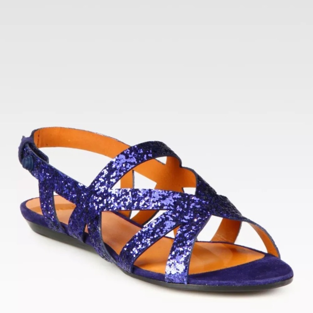 Givenchy Glitter Coated Gladiator Sandals Sz 38.5